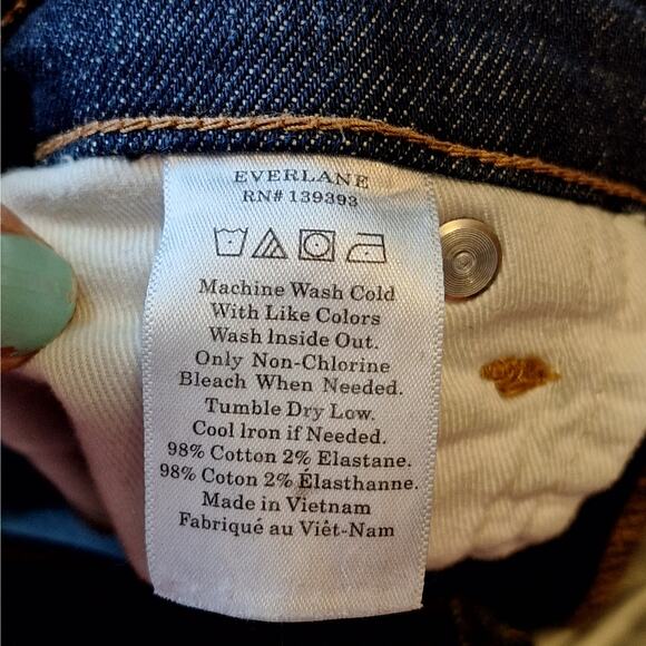 Everlane Women 30 Regular Dark Wash Straight Leg Mid Rise Stretch Denim Jeans - Picture 4 of 5